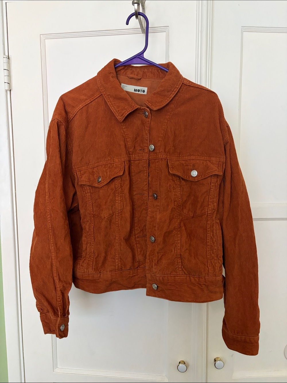 Topshop Rust Orange Corduroy Trucker Jacket